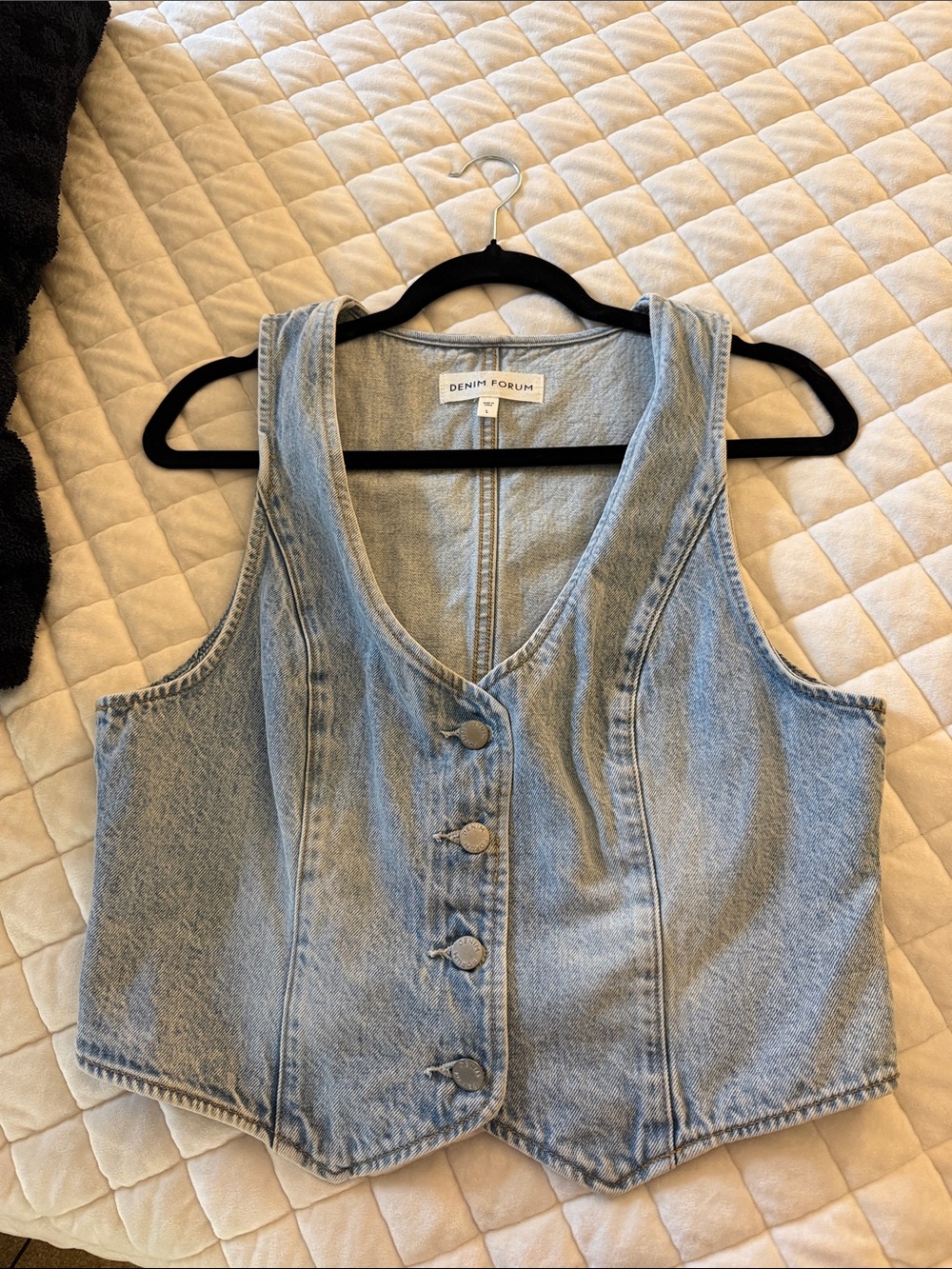 Denim Forum Light Blue Denim Button-Up Vest
